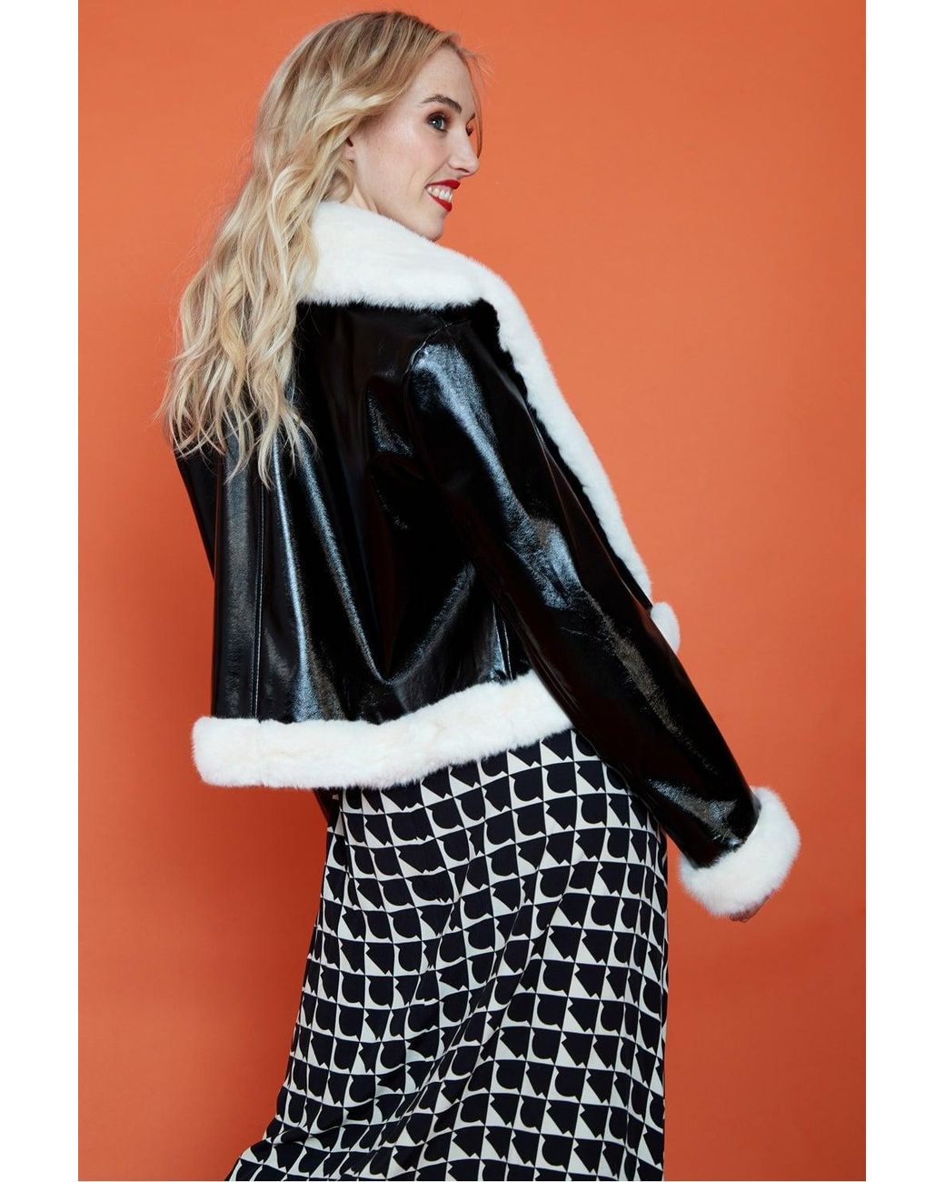 Jayley Blue Faux Fur Faux Suede Pilot Jacket