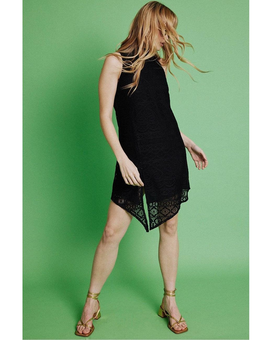 Jayley Green Silk Cotton Modacrylic Dress Size: M (Uk 12)