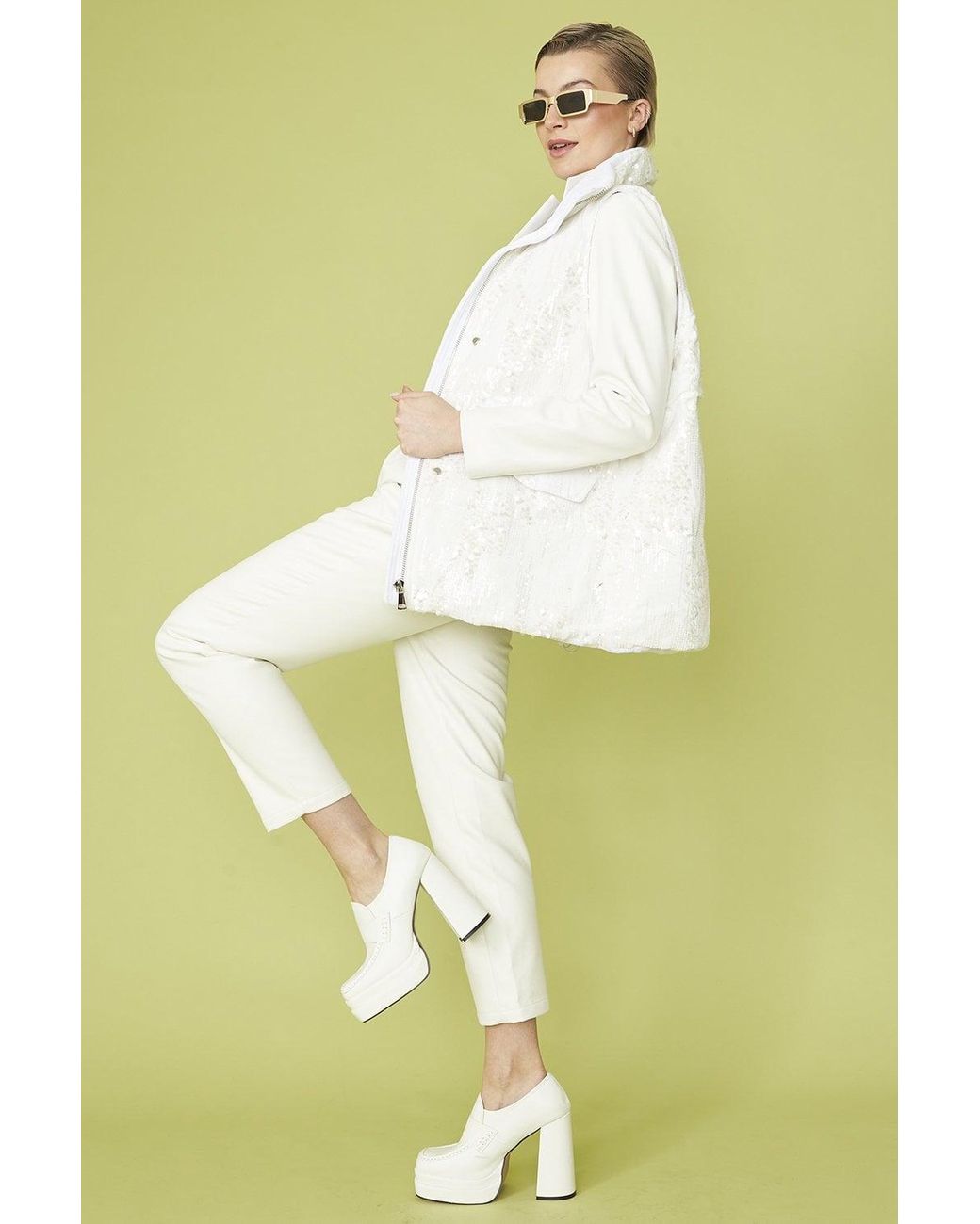 Jayley Green Luxury Faux Fur Sequin Gilet