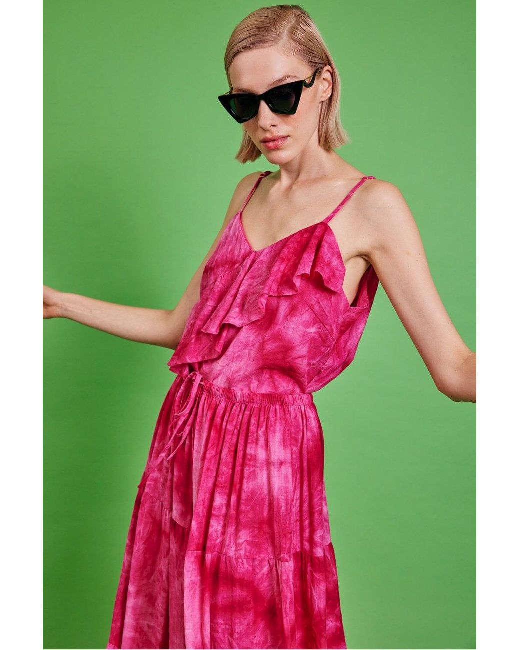 Jayley Green Love Herb Ruffle Cami Top