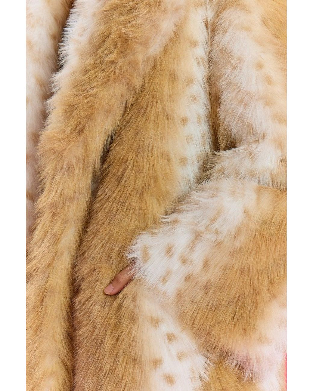 Jayley Pink Bamboo Blend Faux Sable Fur Animal Print Coat
