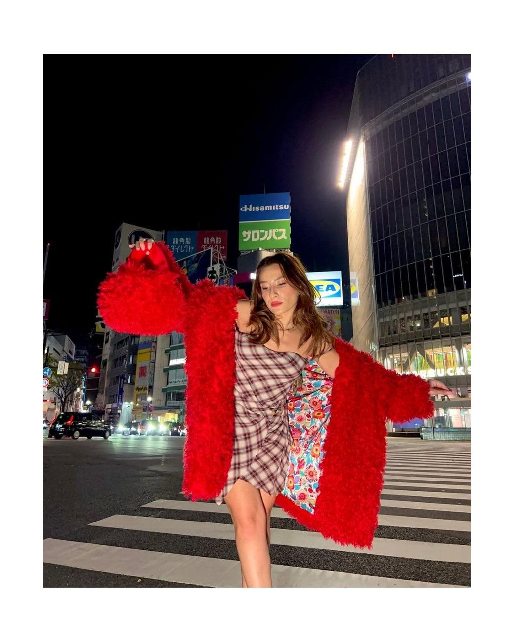 Jayley Red Bamboo Blend Faux Fur Shearling Coat