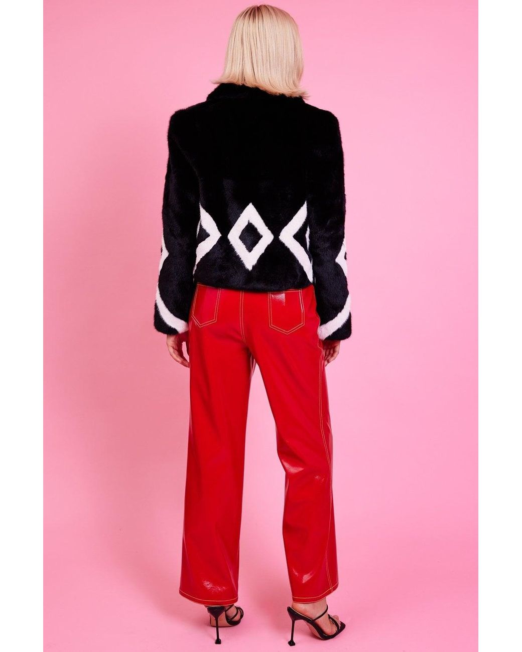 Jayley Red Faux Fur Cropped Jacket