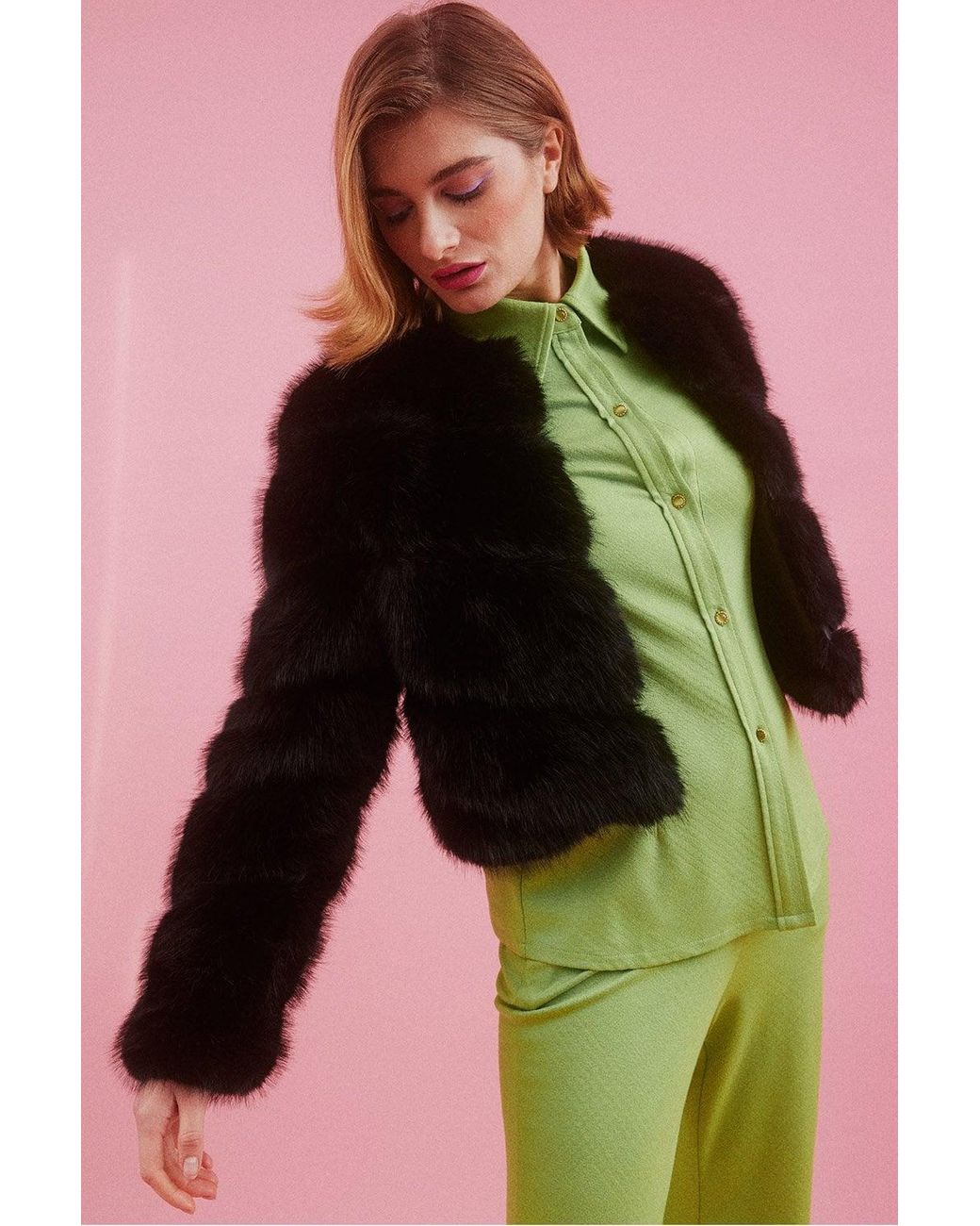 Jayley Red Handmade Bamboo Faux Fur Jacket