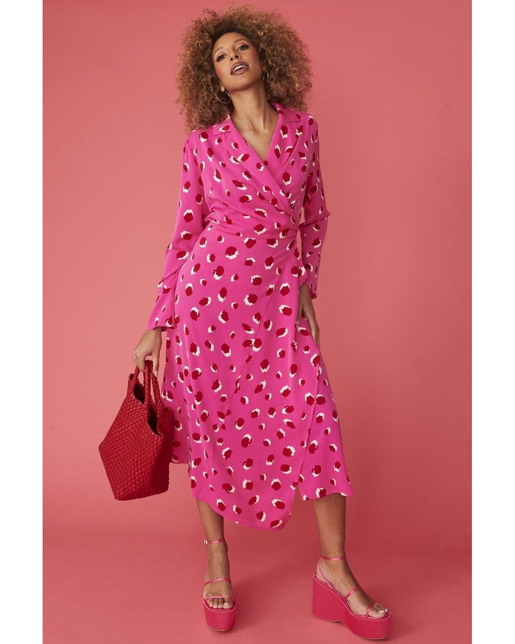 Jayley Pink Silk Blend Sorrento Wrap Maxi Dress
