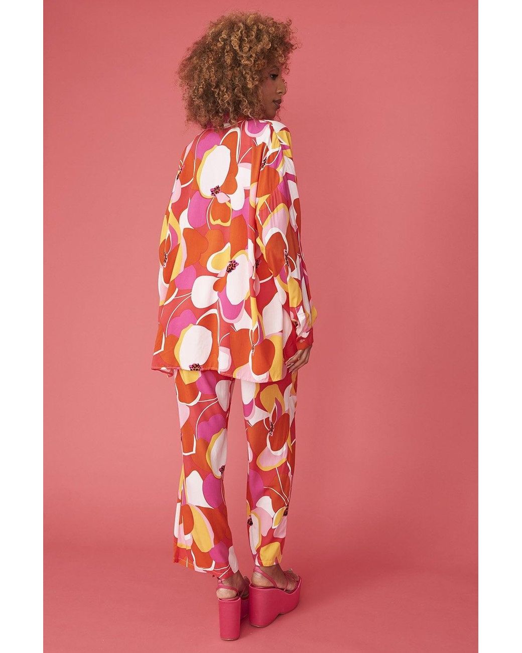 Jayley Red Florence Floral Trousers
