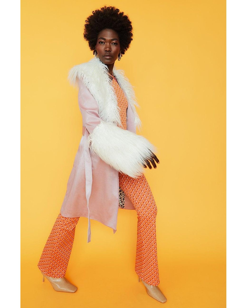 Jayley Blue And Mongolian Fur And Faux Suede Coat