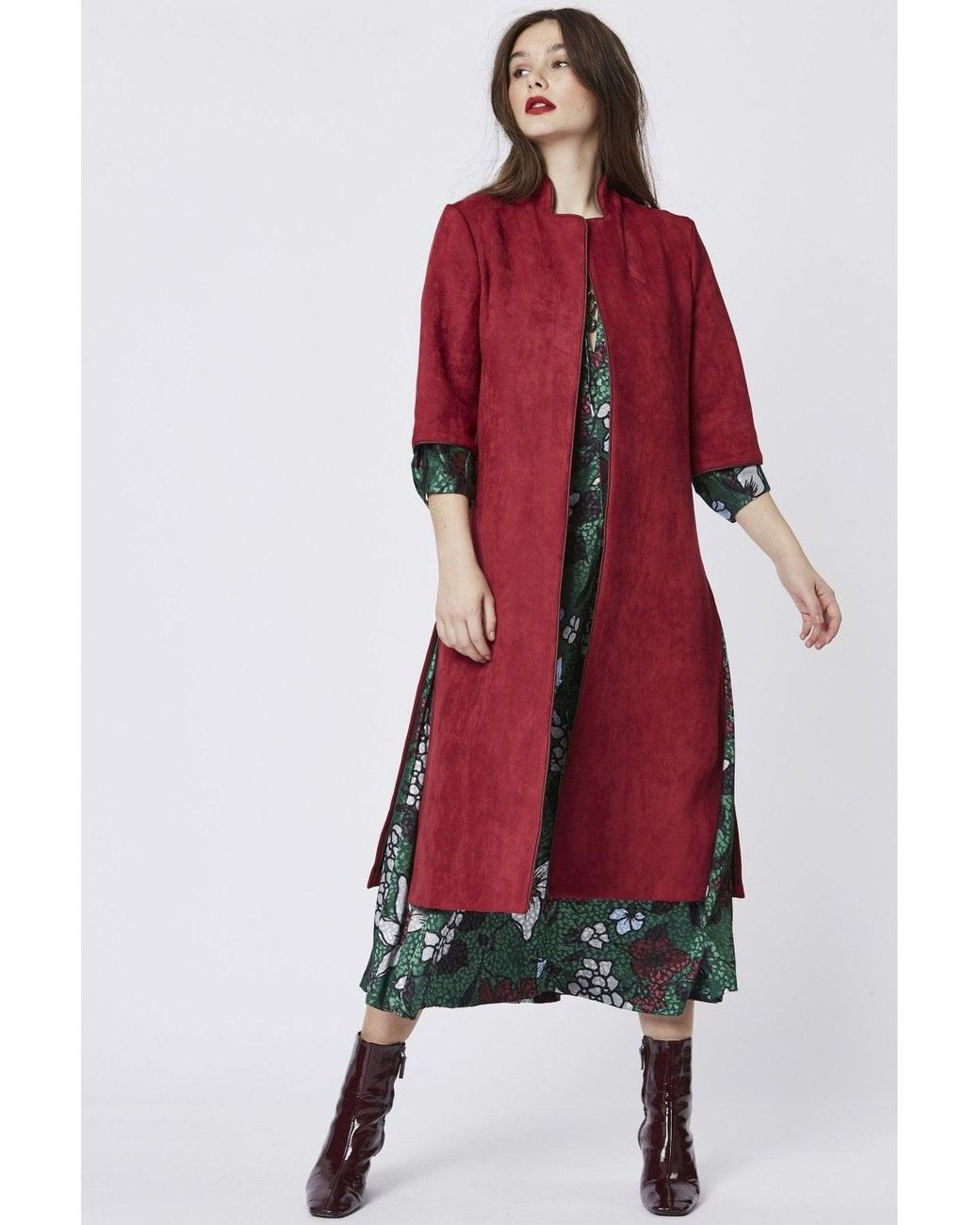 Jayley Green Faux Suede Coat