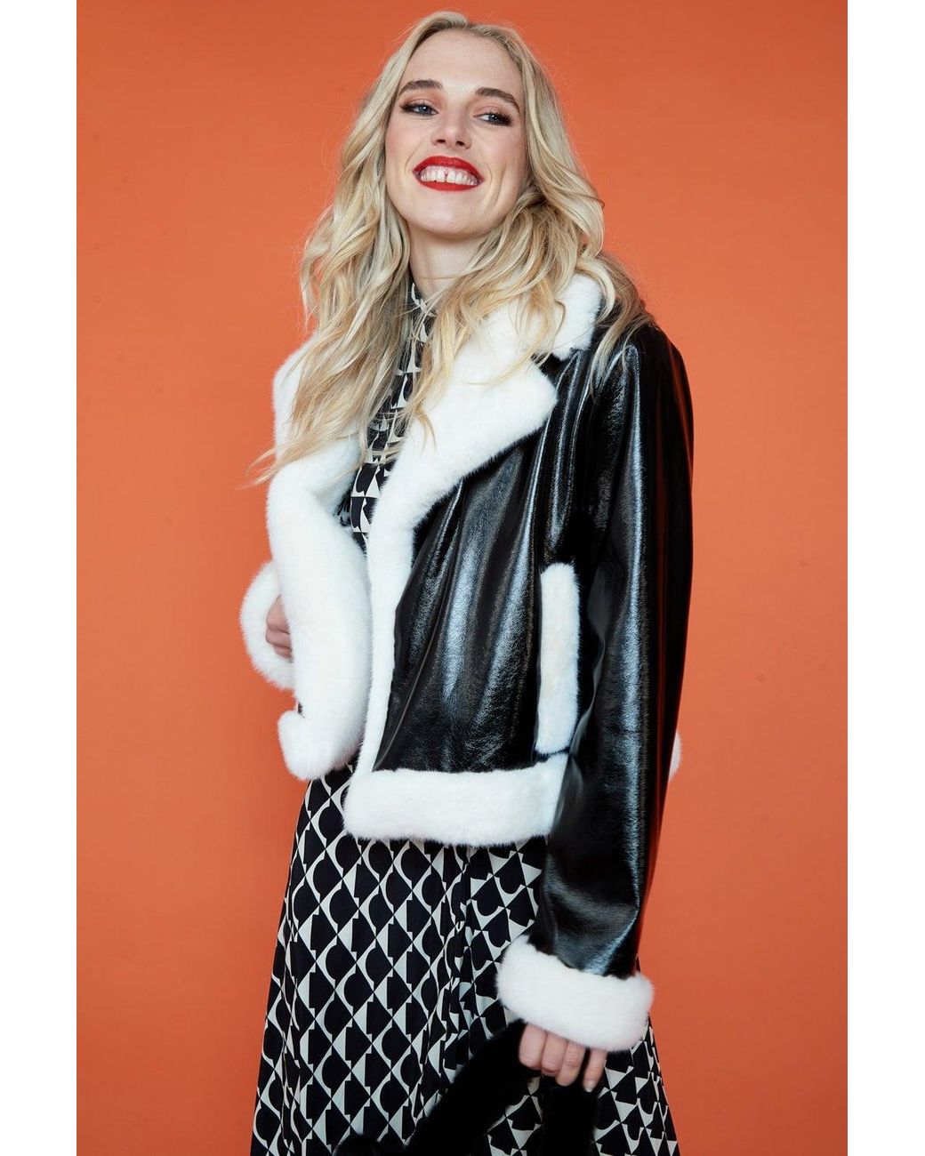 Jayley Blue Faux Fur Faux Suede Pilot Jacket