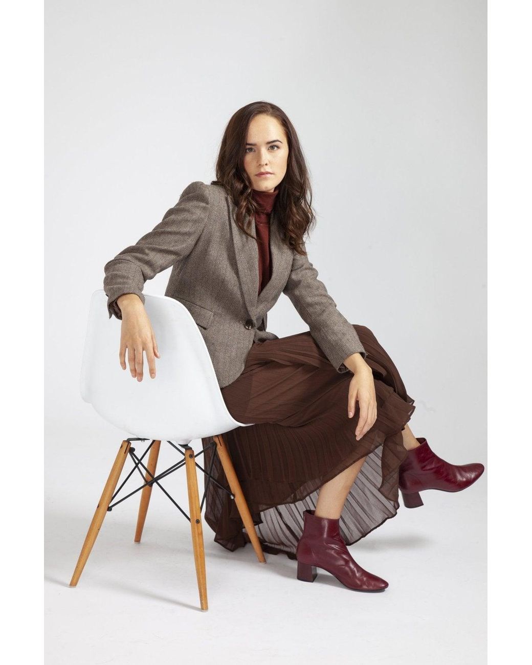 Jayley Brown Tweed Blazer Jacket Size: M (Uk 12)