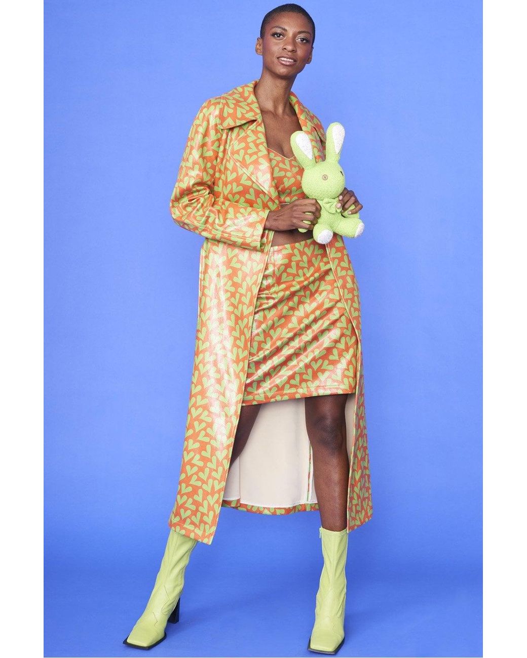Jayley Blue And Love Heart Trench Coat