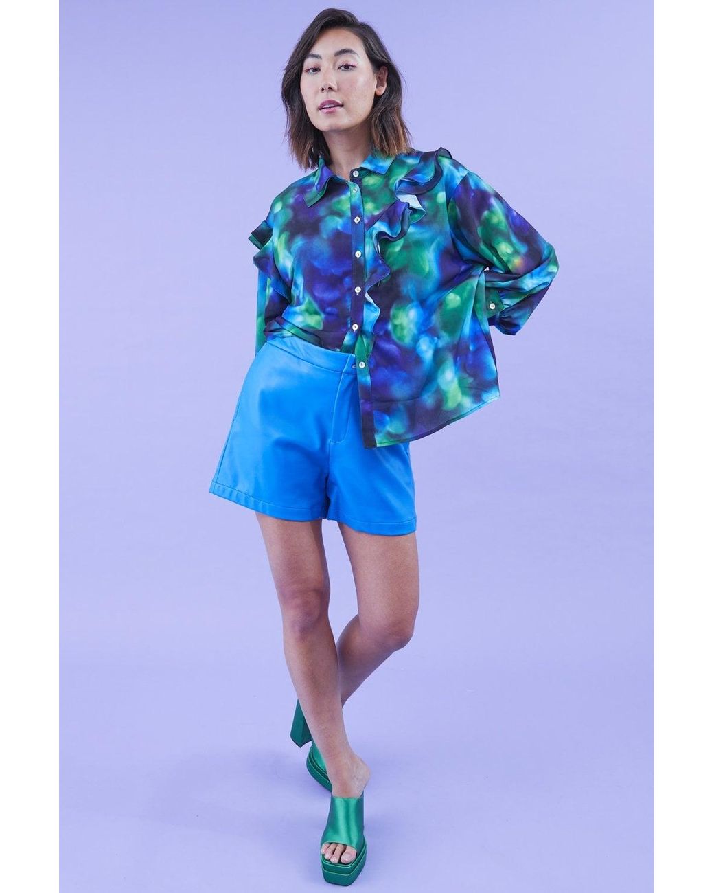 Jayley Blue Rayon Oversized Shirt