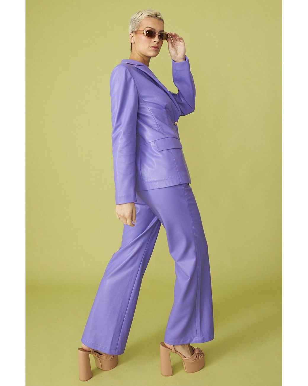 Jayley Purple Faux Leather Kate Blazer