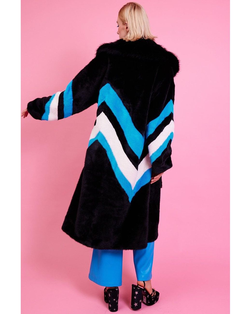 Jayley Blue Handmade Eco Faux Fur Electric Coat
