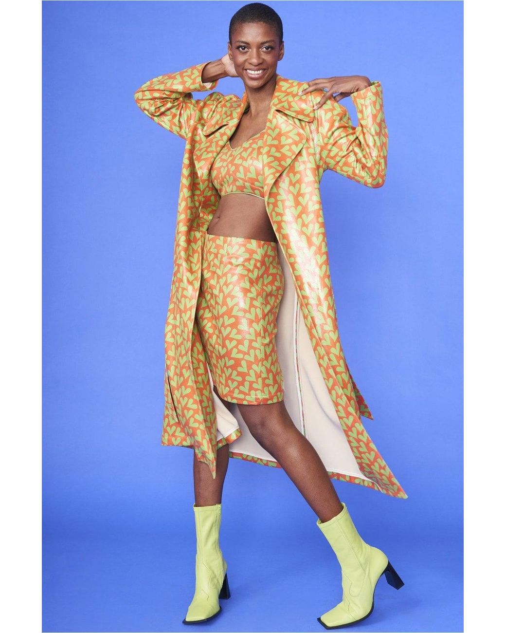 Jayley Blue And Love Heart Trench Coat