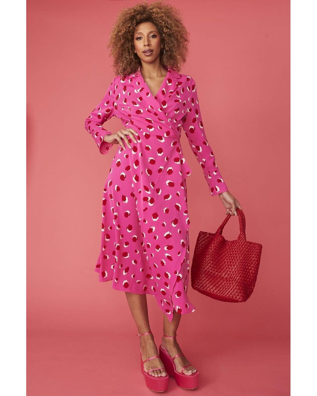 Jayley Pink Silk Blend Sorrento Wrap Maxi Dress