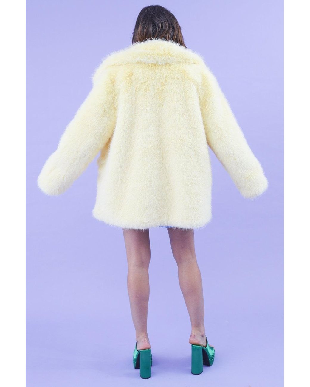 Jayley Blue Faux Fur Midi Coat