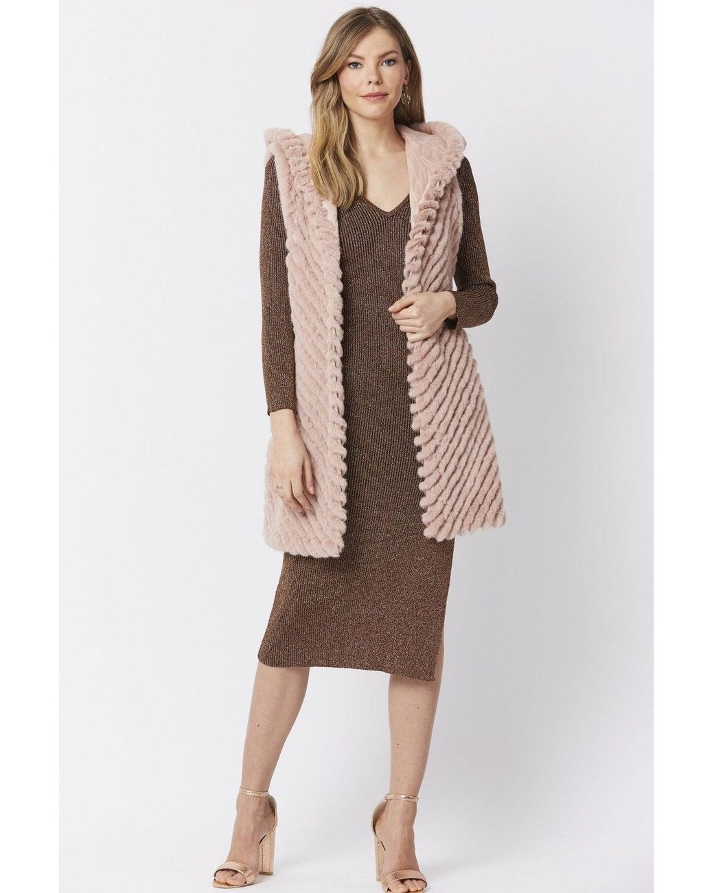 Jayley Brown Faux Fur Hooded Vest