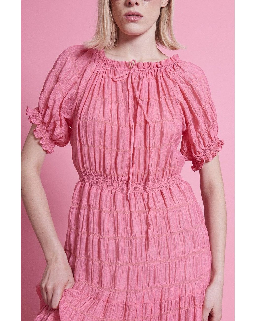 Jayley Pink Silk Blend Maxi Ruffle Dress