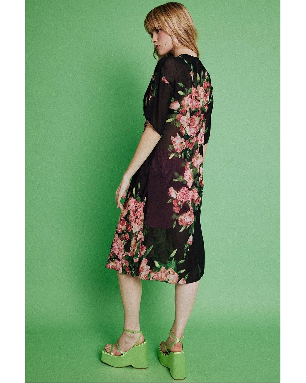 Jayley Green Silk Blend Dress Size: M (Uk 12)