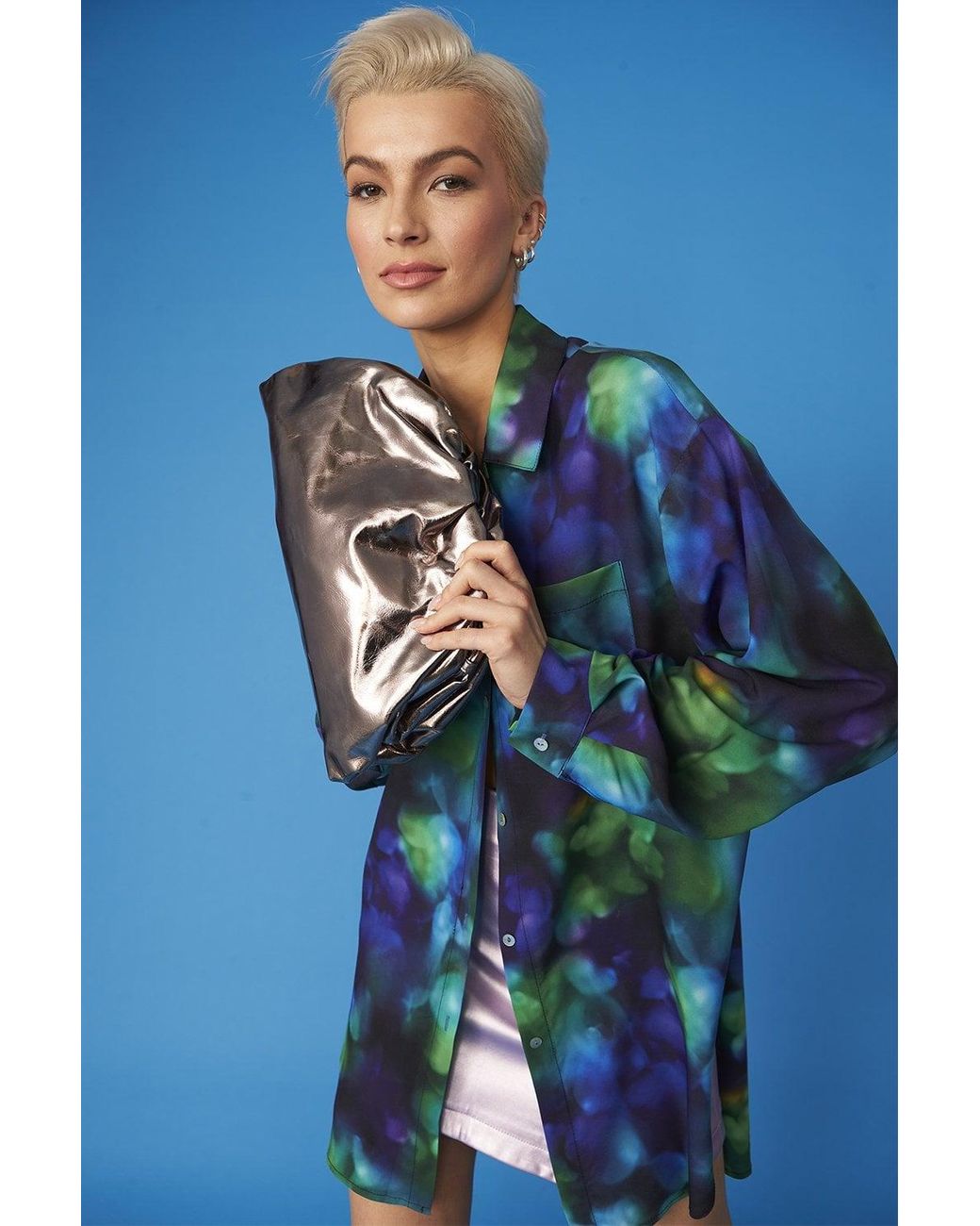 Jayley Blue Rayon Oversized Shirt