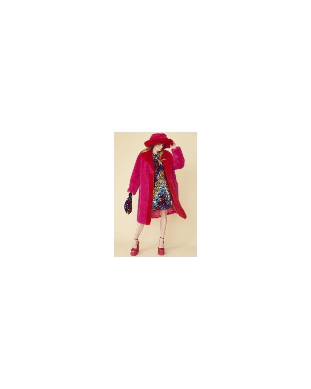 Jayley Pink Knitted Bamboo Faux Fur Maxi Coat