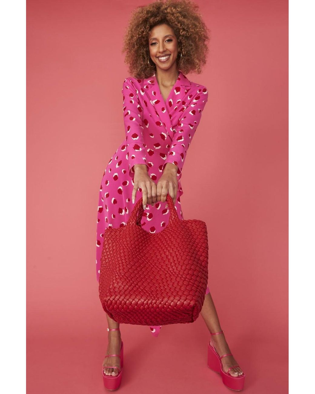 Jayley Pink Silk Blend Sorrento Wrap Maxi Dress