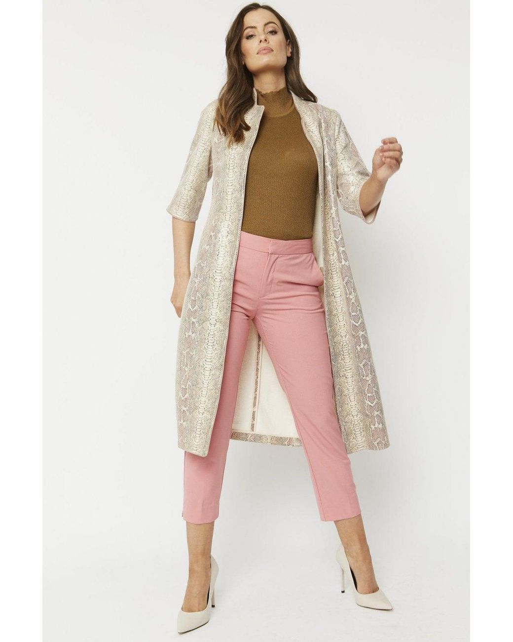 Jayley Natural Snake Print Faux Suede Jacket