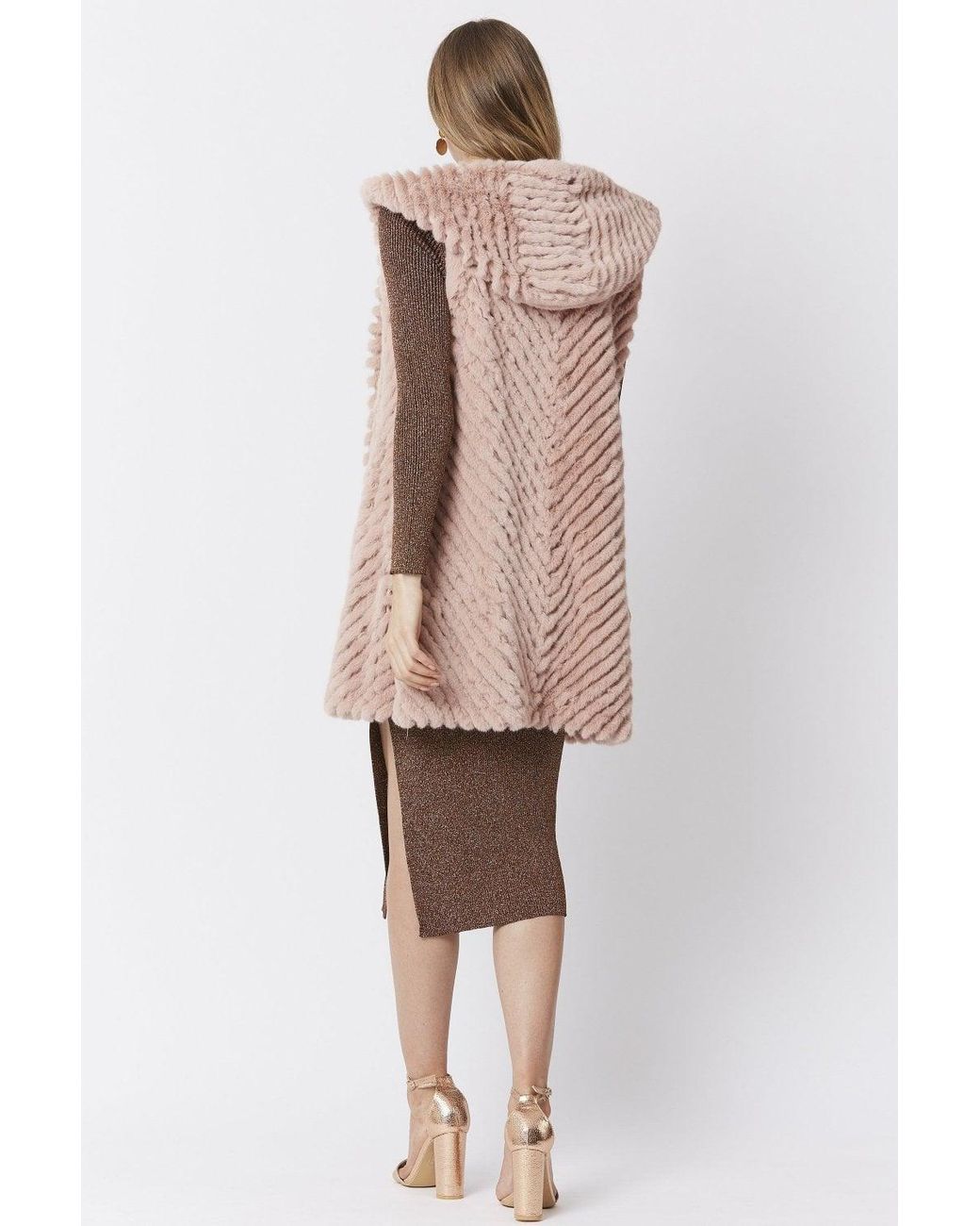 Jayley Brown Faux Fur Hooded Vest