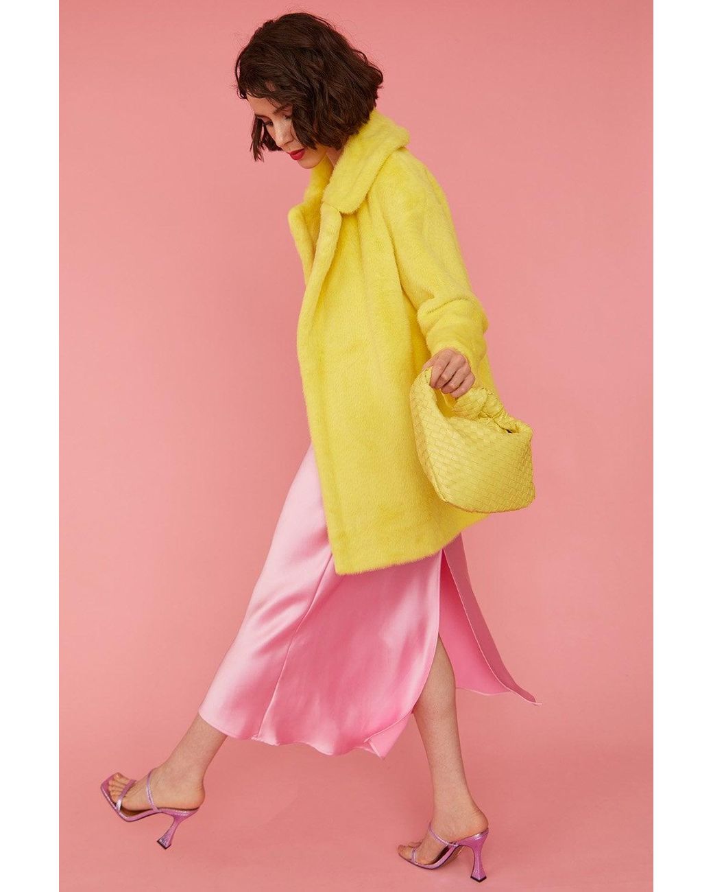 Jayley Pink Faux Fur Short Coat