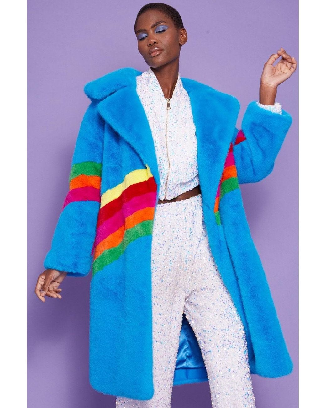 Jayley Blue Handmade Eco Faux Fur Coat