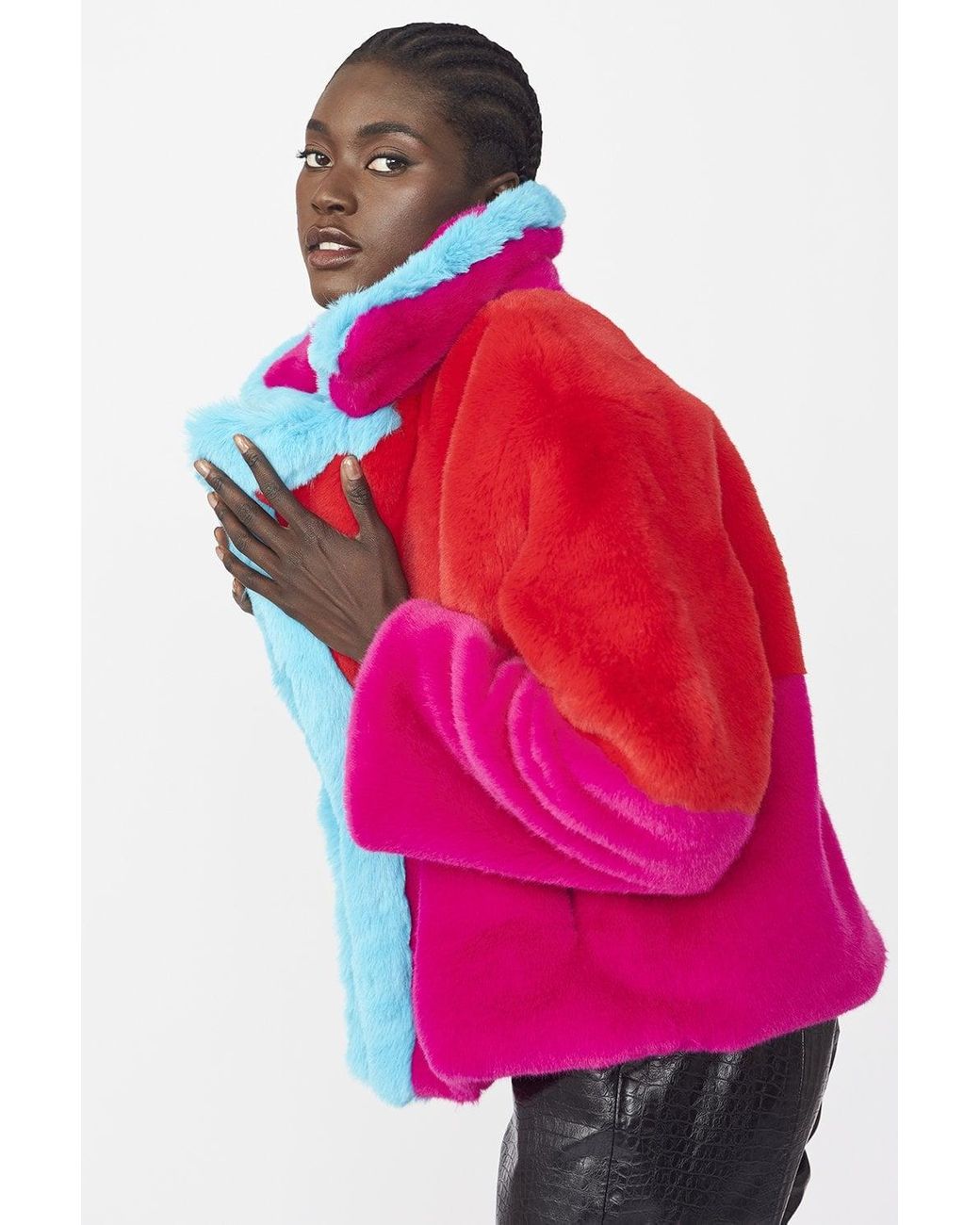 Jayley Pink Gigi Patchwork Cropped Coat