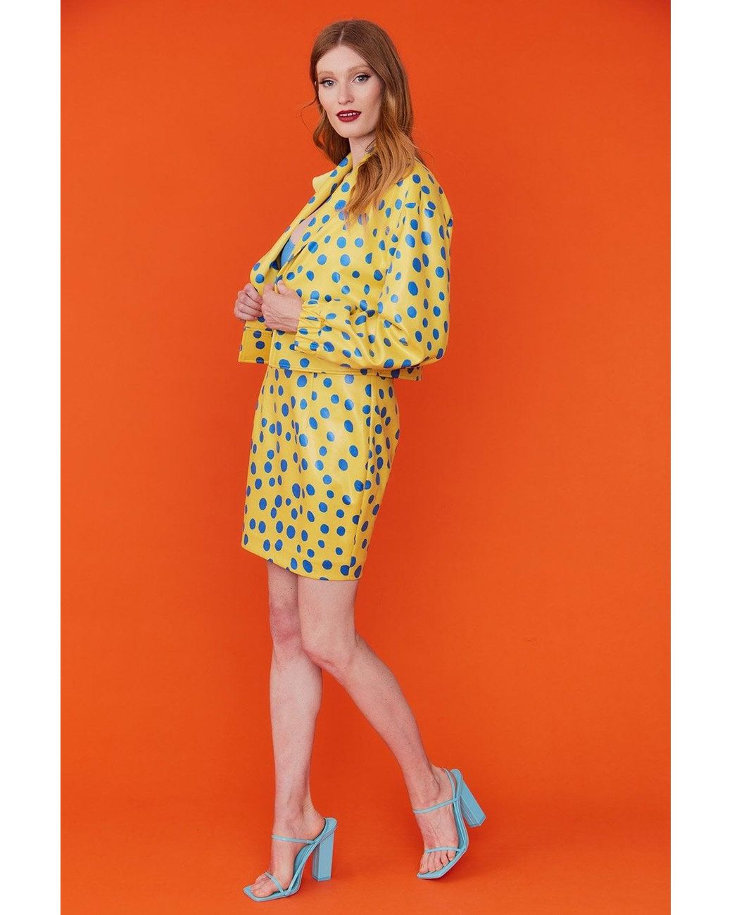 Jayley Orange Faux Suede Polka Dot Parma Jacket