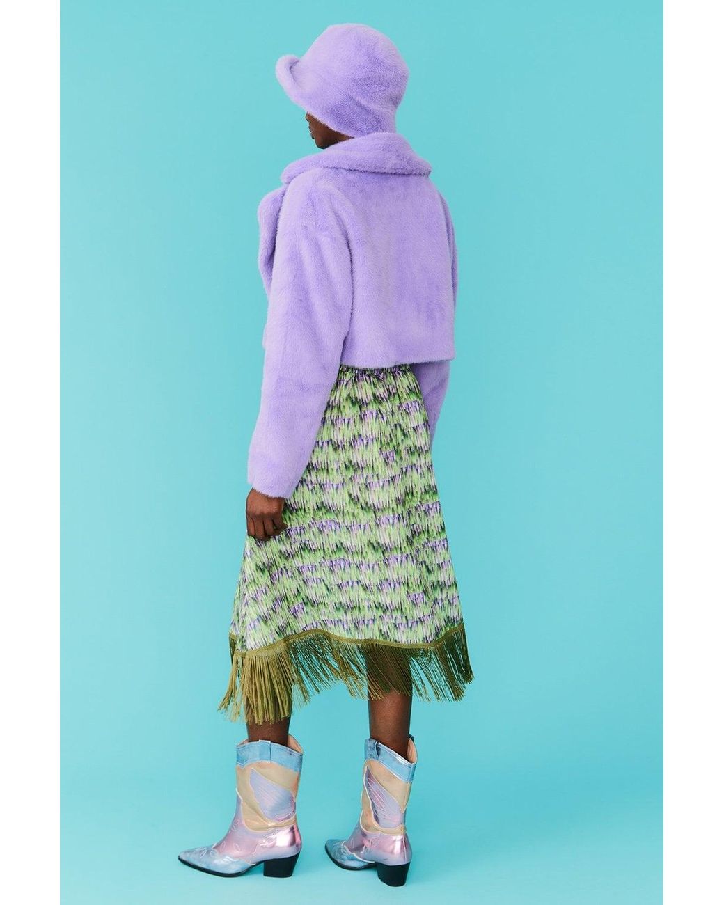 Jayley Purple Faux Fur Cropped Jacket