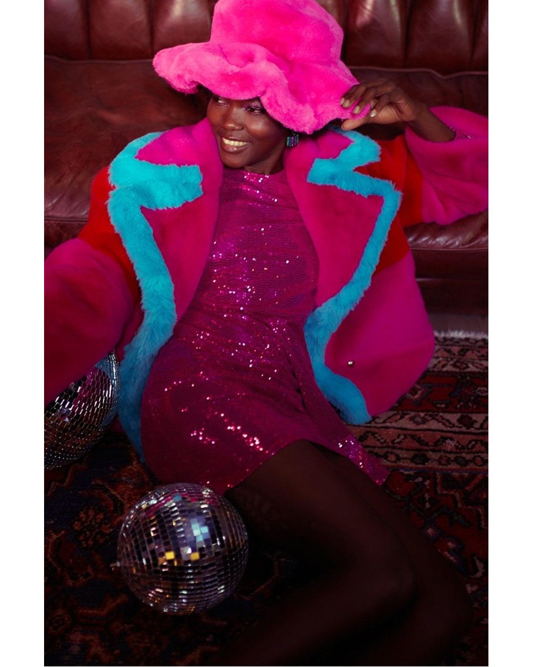 Jayley Pink Gigi Patchwork Cropped Coat