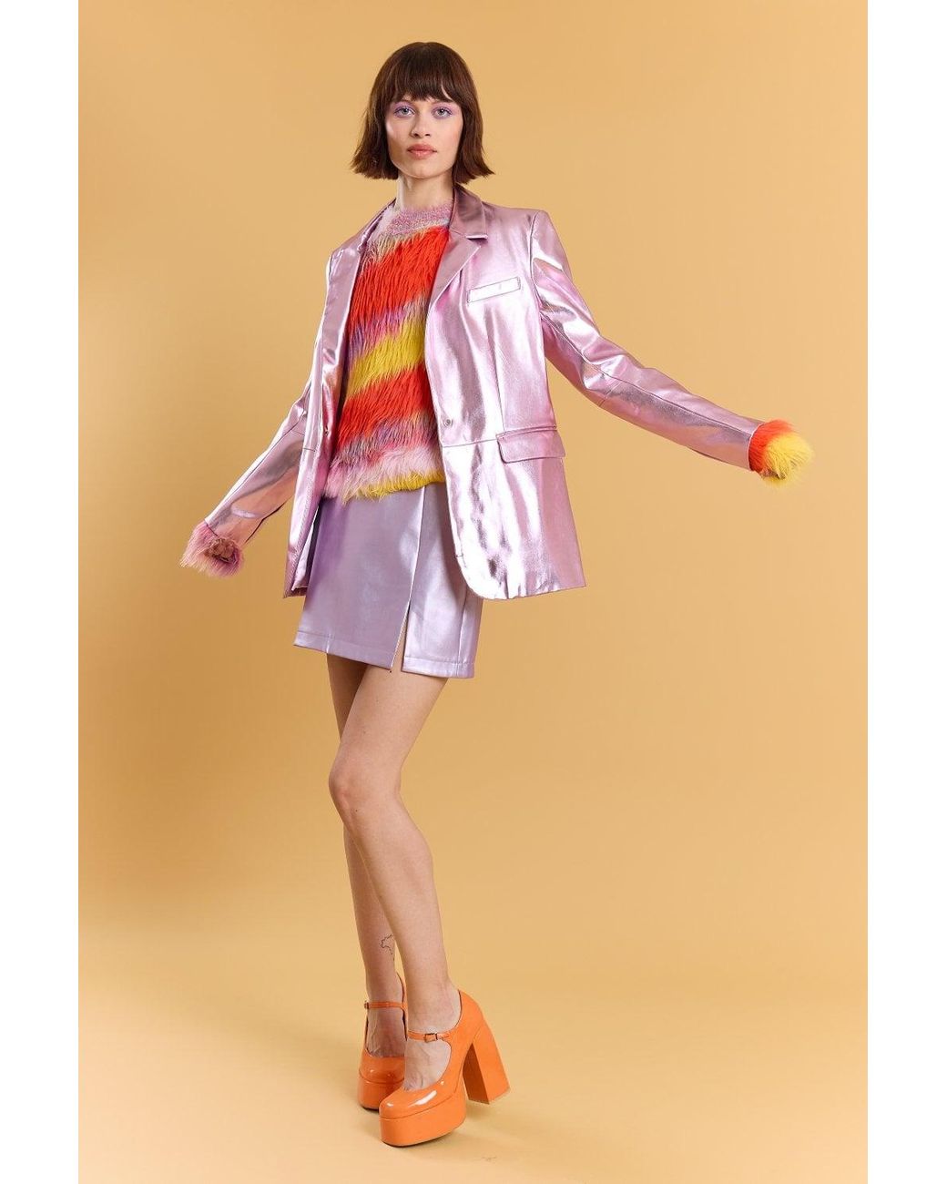Jayley Blue Faux Leather Kate Blazer