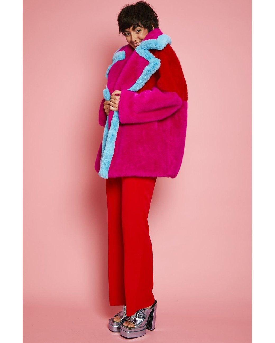 Jayley Pink Gigi Patchwork Coat