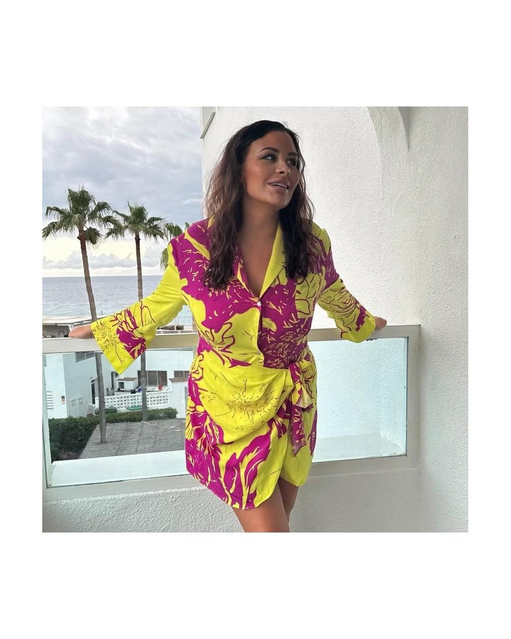 Jayley Yellow Rayon Blend Sienna Floral Mini Shirt Dress