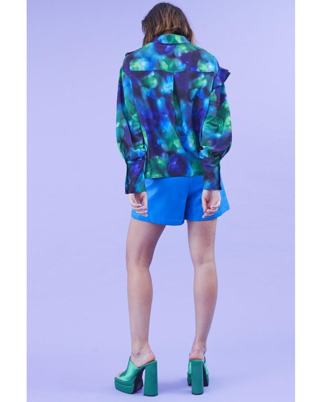Jayley Blue Rayon Oversized Shirt