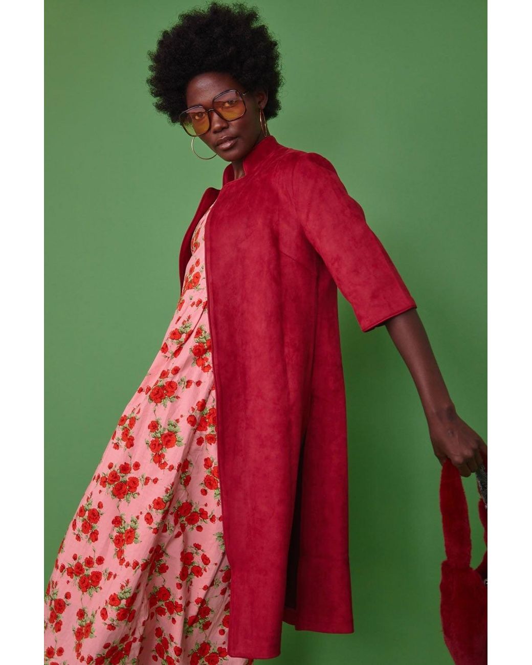 Jayley Green Faux Suede Coat