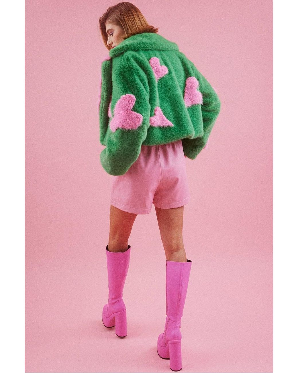 Jayley Pink Handmade Love Heart Bamboo Fur Jacket