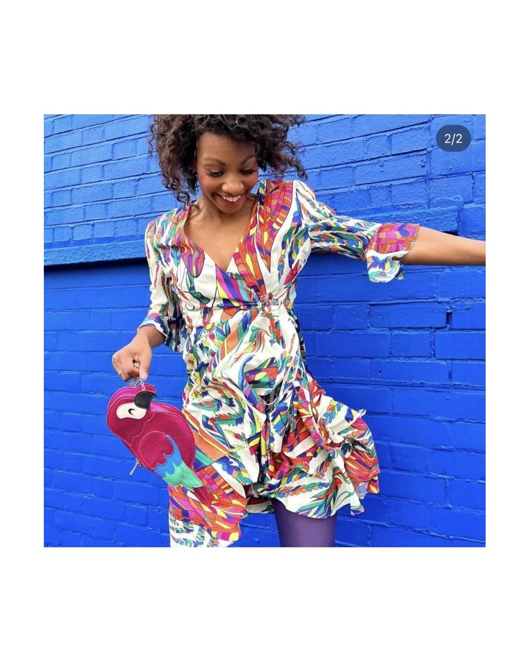 Jayley Orange Havanna Tropical Wrap Midi Dress