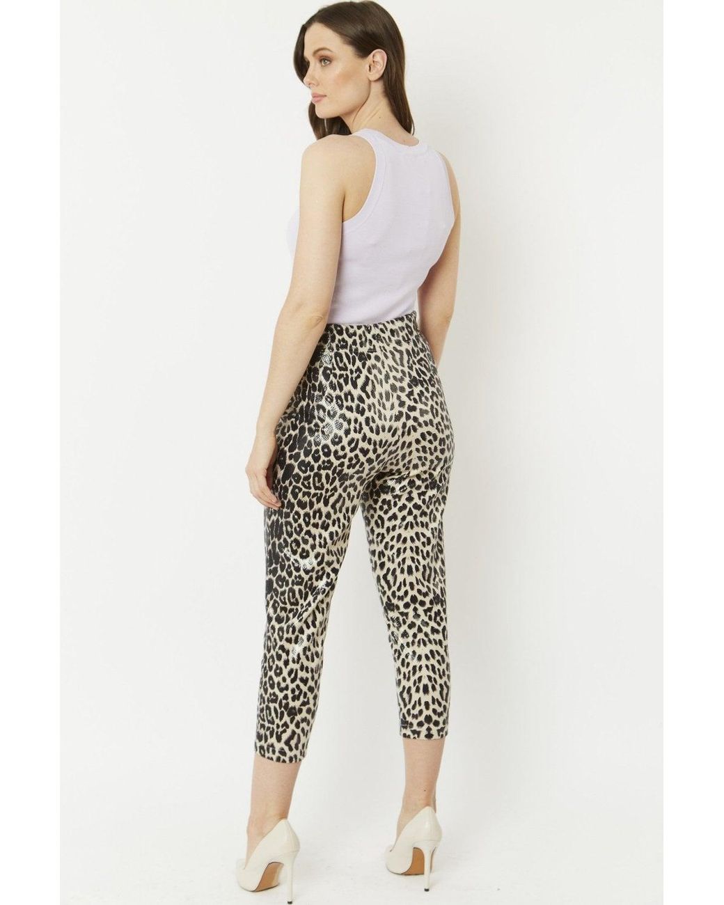 Jayley Black Mono Leopard Leopard Print Faux Suede Trousers