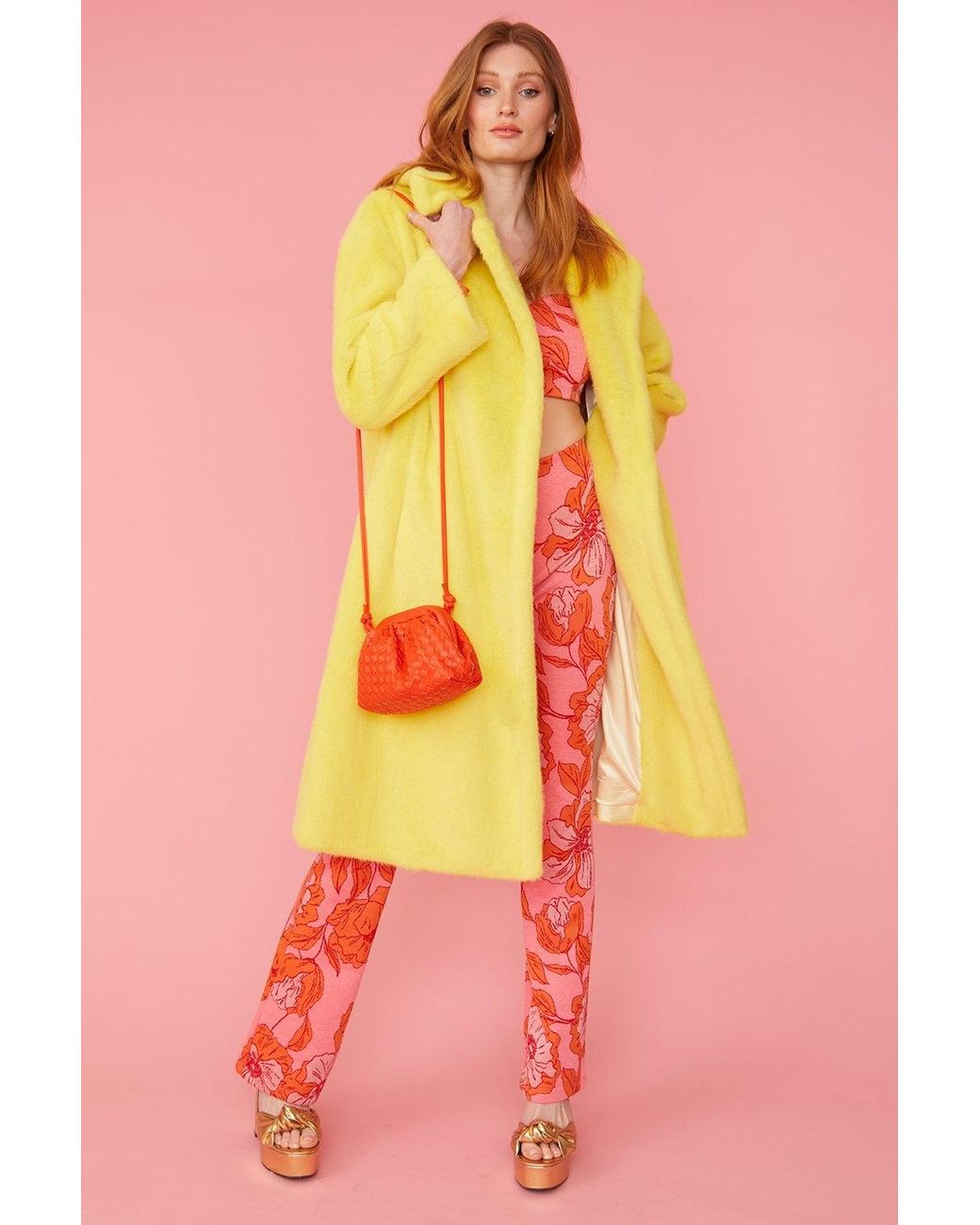 Jayley Pink Faux Fur Midi Coat