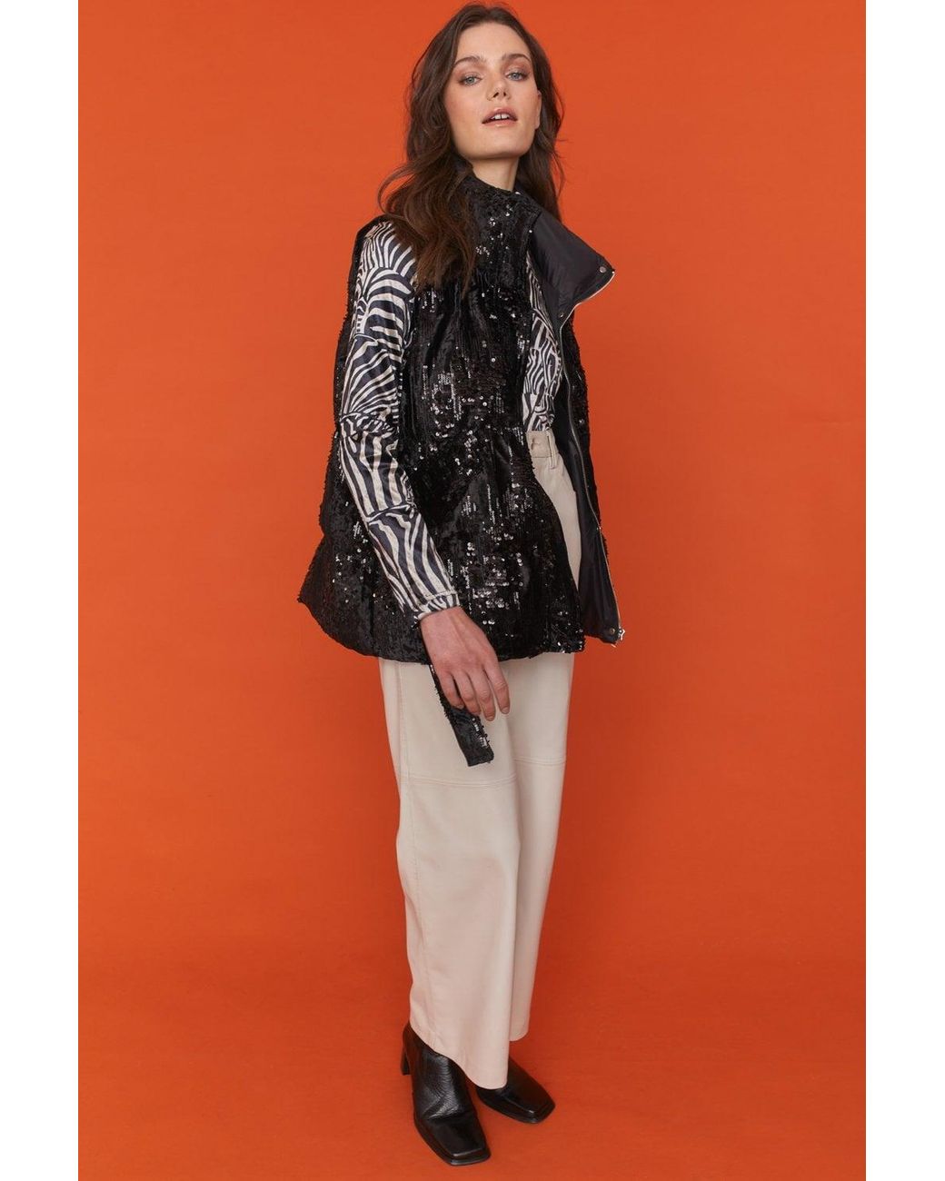 Jayley Black Luxury Faux Fur Sequin Gilet