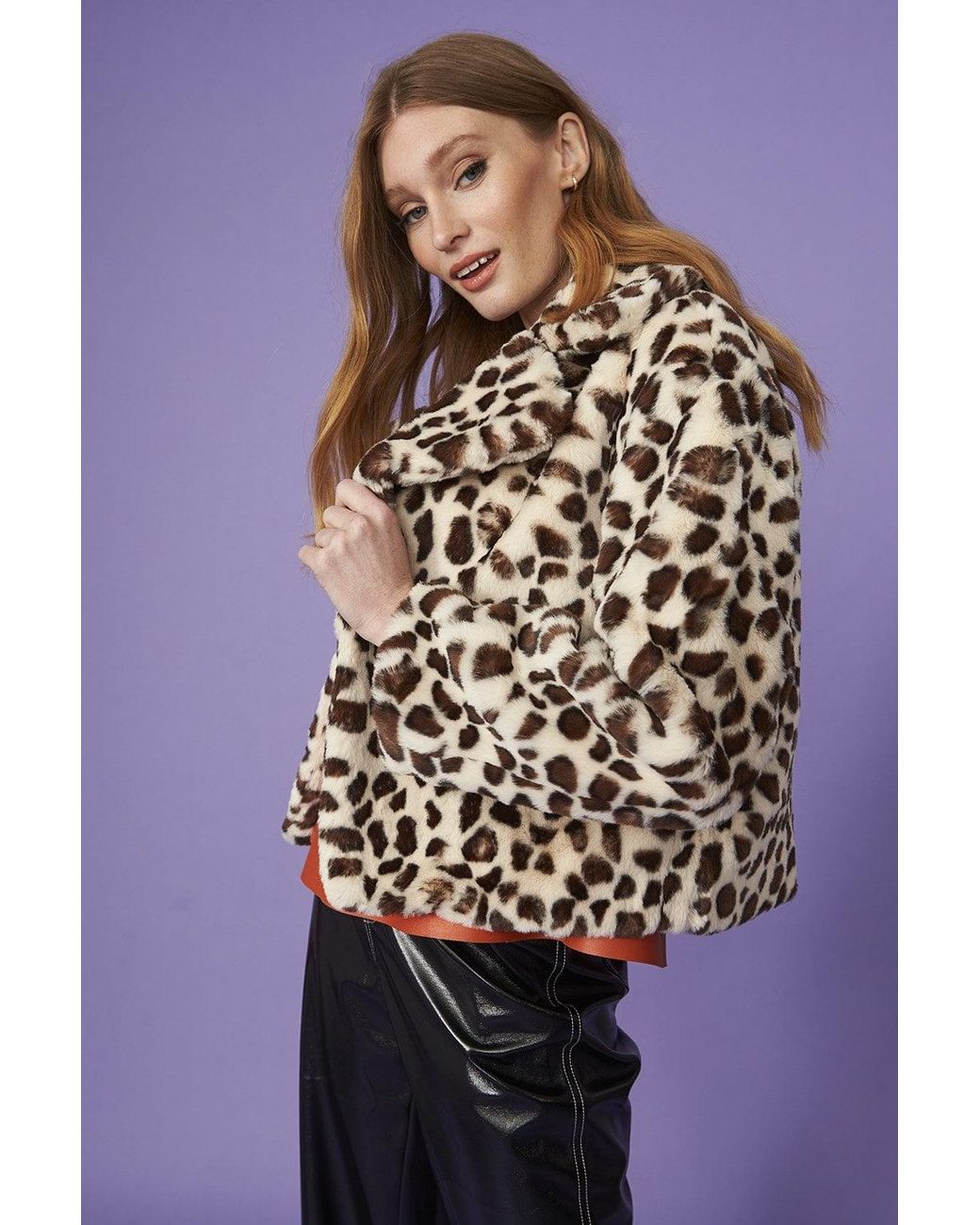 Jayley Blue Faux Fur Cropped Coat
