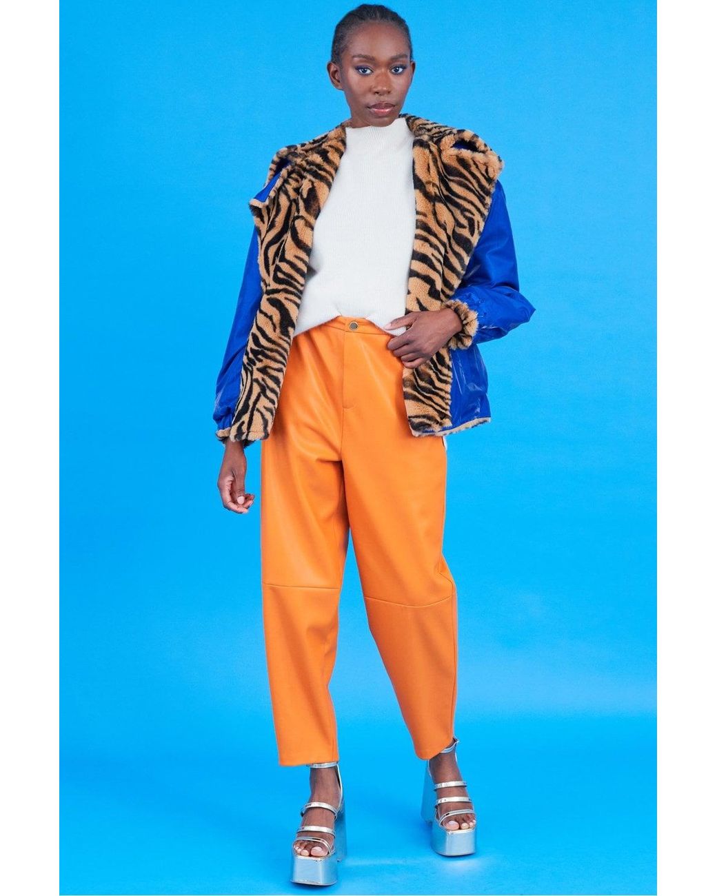 Jayley Blue Reversible Animal Print Jacket