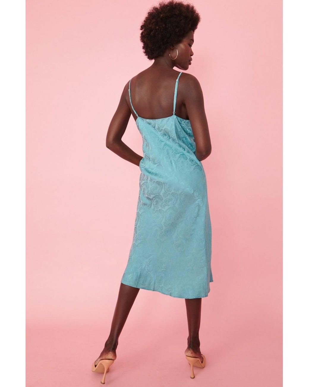 Jayley Pink Silk Cami Ruffle Wrap Dress