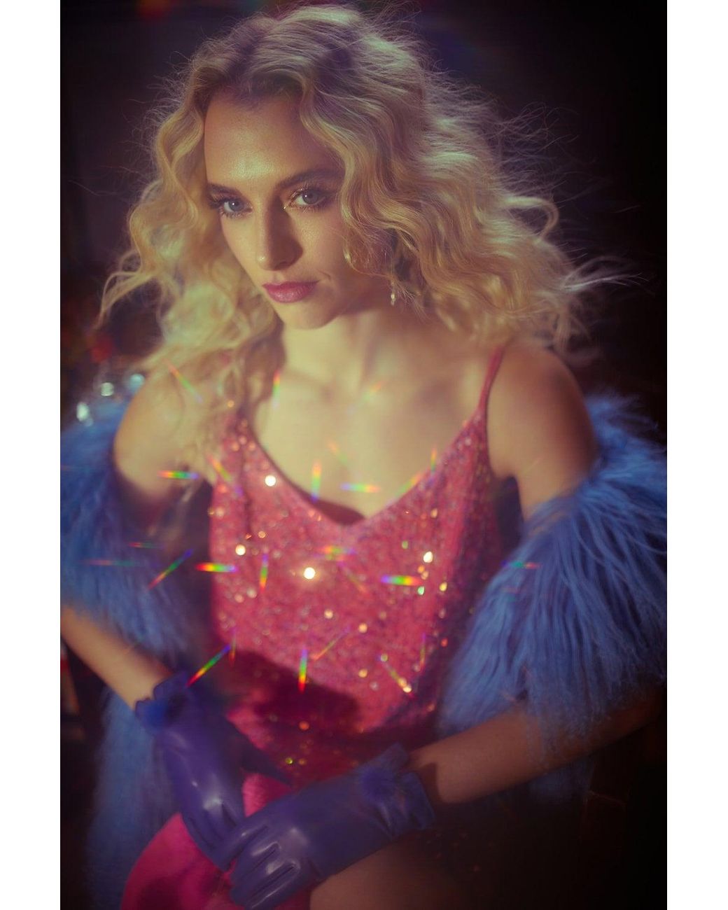 Jayley Pink Sequin Cami Ruffle Dress