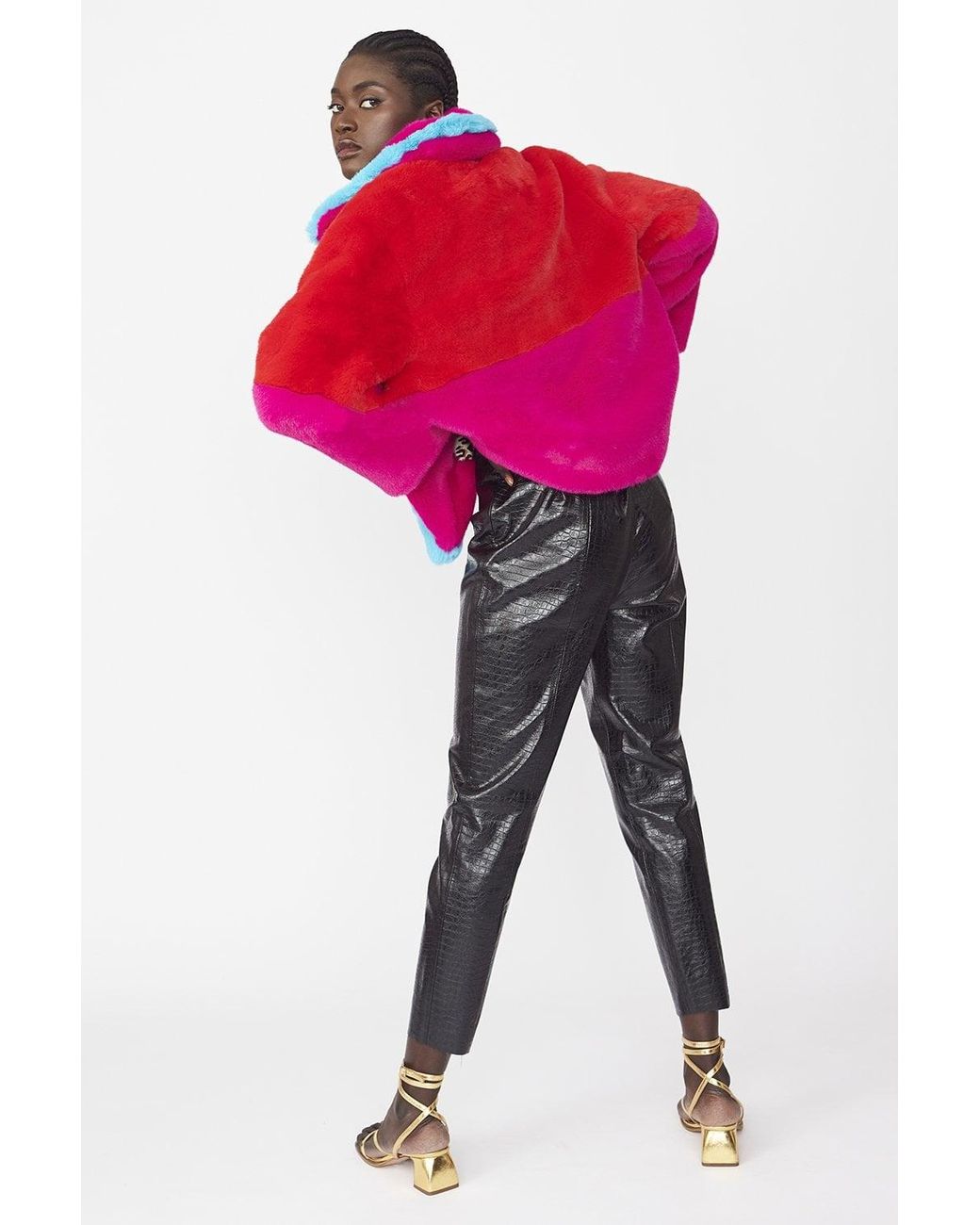 Jayley Pink Gigi Patchwork Cropped Coat